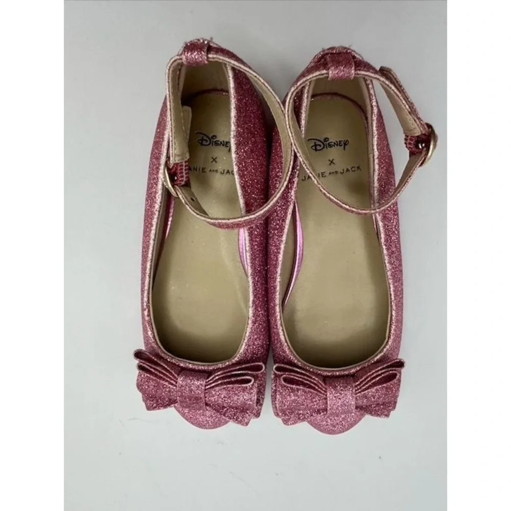Janie And Jack Disney Princess Aurora Pink Glitter Ballet Flats Kids Shoes 8T